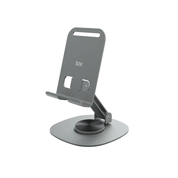 Bix TS01 Katlanabilir 360 Çok Açılı Yükseklik Ayarlı Metal Masaüstü Tablet iPad Ve Telefon Tutucu Stand - Gri