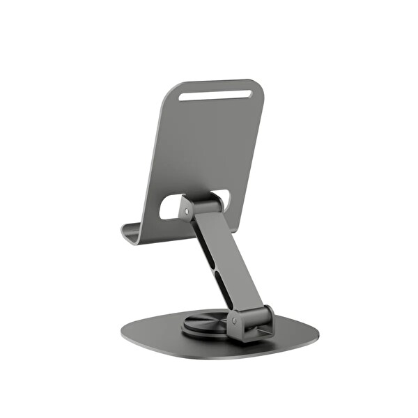 Bix TS01 Katlanabilir 360 Çok Açılı Yükseklik Ayarlı Metal Masaüstü Tablet iPad Ve Telefon Tutucu Stand - Gri