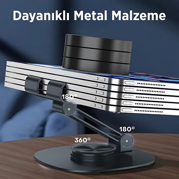 Bix TS01 Katlanabilir 360 Çok Açılı Yükseklik Ayarlı Metal Masaüstü Tablet iPad Ve Telefon Tutucu Stand - Gri