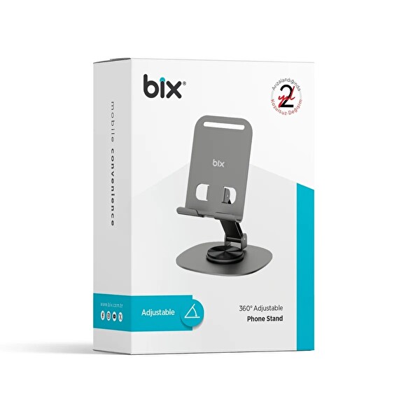 Bix TS01 Katlanabilir 360 Çok Açılı Yükseklik Ayarlı Metal Masaüstü Tablet iPad Ve Telefon Tutucu Stand - Gri