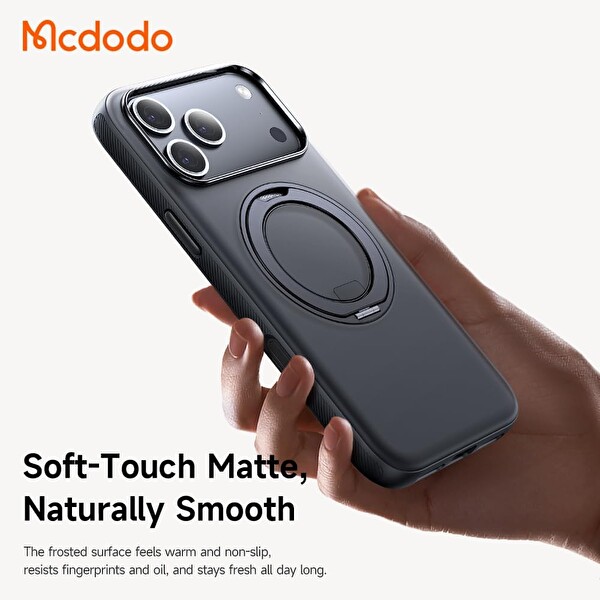 Mcdodo PC-1870 iPhone 17 Yakalama Düğmeli Manyetik 360 Halka Standlı Kılıf