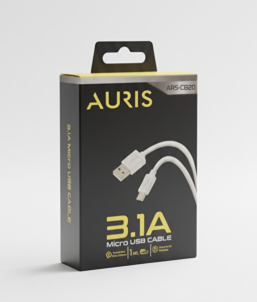 Auris CB20 3.1A - 100 CM Type-A Micro USB - USB Data Ve Şarj Kablosu
