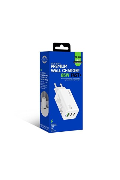 Zuidid AC100 2 PD - 1 USB Girişli 65W GAN Premium Hızlı Şarj Aleti