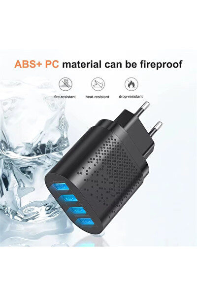 Zuidid Hızlı Şarj QC 3.0 4 USB Portlu 3.1a - 48W Çoklu Şarj Cihazı Ve Type-C Kablo Beyaz