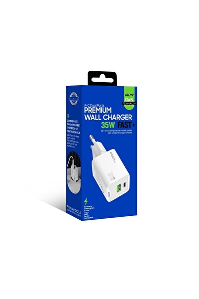 Zuidid AC99 1 PD - 1 USB Girişli 35W Uyumlu GAN Hızlı Şarj Aleti - Beyaz