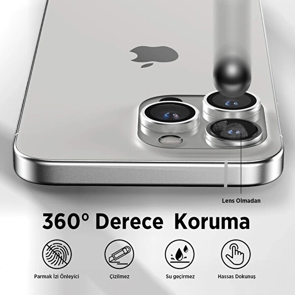 Bix iPhone 16 - 16 Plus Uyumlu Safir 3D Kamera Camı 9H Lens Kapağı Koruyucu - Pembe