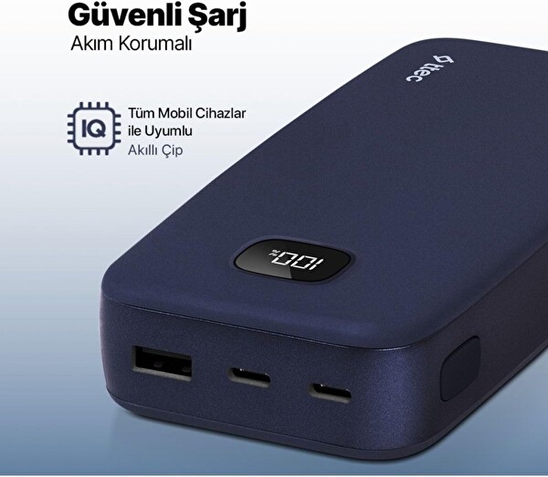 Ttec 2BB211L Charge Up LCD Ekran 20.000 mAh Taşınabilir Hızlı Şarj Aleti - Lacivert