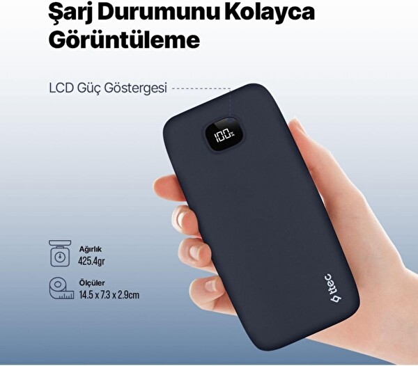 Ttec 2BB211L Charge Up LCD Ekran 20.000 mAh Taşınabilir Hızlı Şarj Aleti - Lacivert