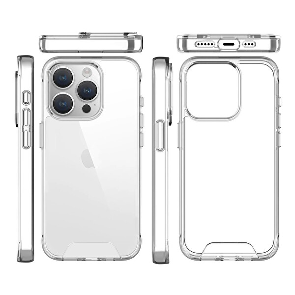 Bix iPhone 14 Pro Max Uyumlu Transparan Ultra Şeffaf Tam Kapsamlı Koruma Telefon Kılıfı