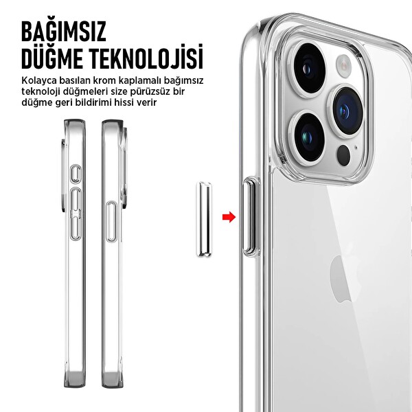Bix iPhone 14 Pro Uyumlu Transparan Ultra Şeffaf Çizilmeye Dayanıklı Telefon Kılıfı