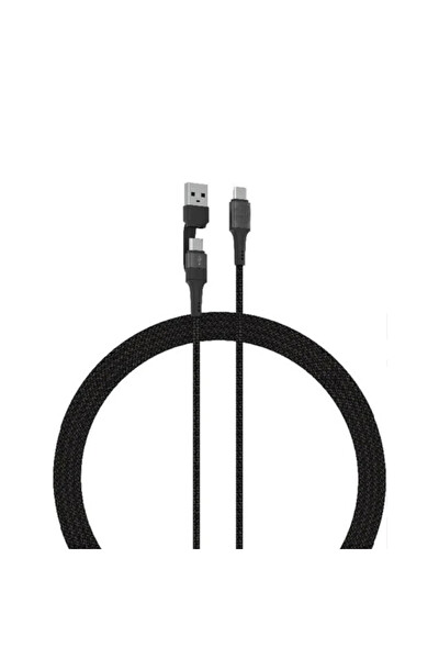 Syrox C143 - 60W 2 in 1 Type-C 121 CM Hasır Örgülü Data Ve Şarj Kablosu
