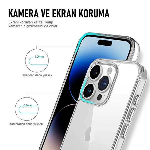 Bix iPhone 16 Pro Max Uyumlu Çizilmeye Dayanıklı Transparan Ultra Şeffaf Telefon Kılıfı