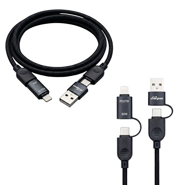 Chargeon 4 in1 Type-C To USB + Type-C To Lightning 87W Hızlı Şarj Kablosu 1M