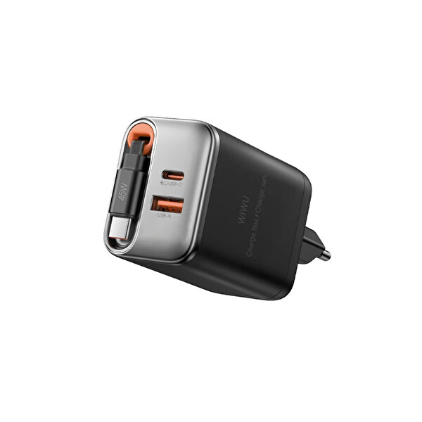 Wiwu Wİ-G021 Helix Series GaN USB-A To Type-C PD 45W Type-C Kablolu Şarj Başlığı