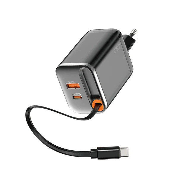 Wiwu Wİ-G021 Helix Series GaN USB-A To Type-C PD 45W Type-C Kablolu Şarj Başlığı