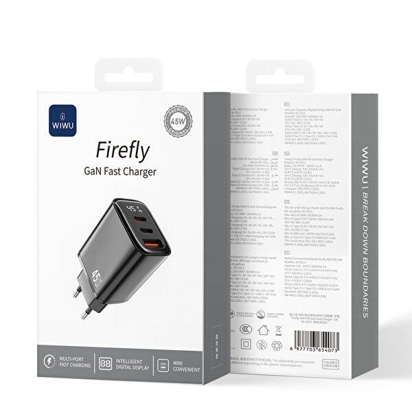 Wiwu Firefly Wİ-G011 Typc-C - USB-A 45 W Hızlı Şarj Adaptörü