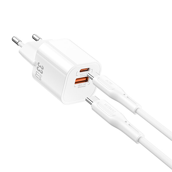 Wiwu Wİ-G018 Cube Series 33W Type-C to Type-C GaN Tech PD Hızlı Şarj Kablolu Şarj Aleti Seti