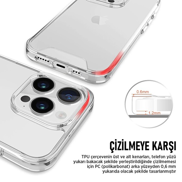 Bix iPhone 16 Nebula Aqua Transparan Ultra Şeffaf Kılıf Çizilmeye Dayanıklı Tam Kapsamlı Koruma