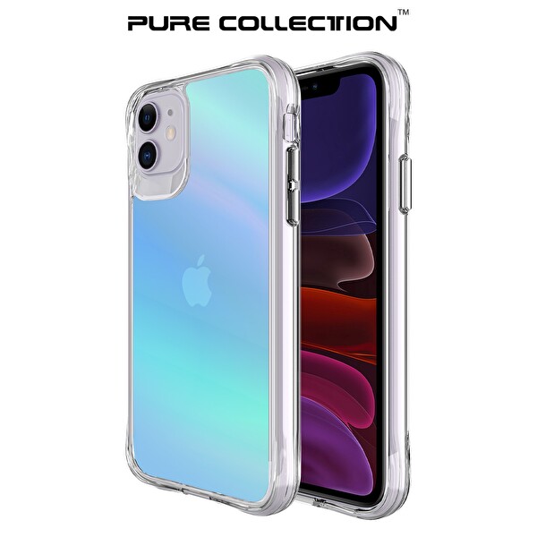 Bix iPhone 11 Pure Rainbow Renk Geçişli Şeffaf Kılıf Çizilmeye Dayanıklı Darbe Emici Parmak İzi Önleyici Mavi