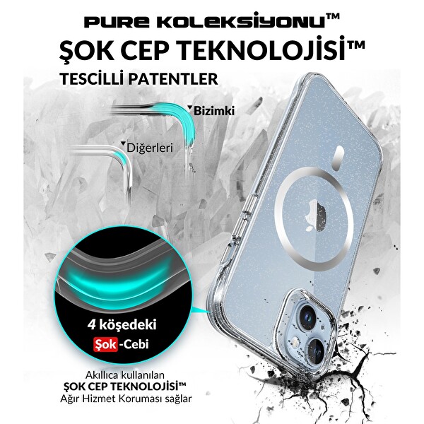 Bix iPhone 14 Plus - 15 Plus MagSafe Simli Kılıf Shock Pocket Darbe Emici Teknolojili Çizilmeye Dayanıklı