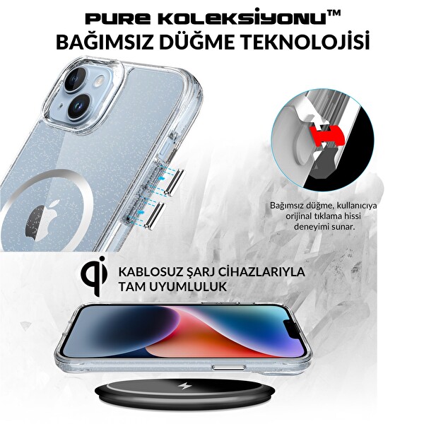 Bix iPhone 14 Plus - 15 Plus MagSafe Simli Kılıf Shock Pocket Darbe Emici Teknolojili Çizilmeye Dayanıklı