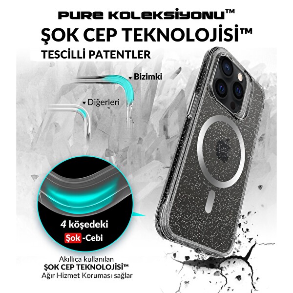 Bix iPhone 15 Pro Max MagSafe Simli Kılıf Shock Pocket Darbe Emici Teknolojili Çizilmeye Dayanıklı