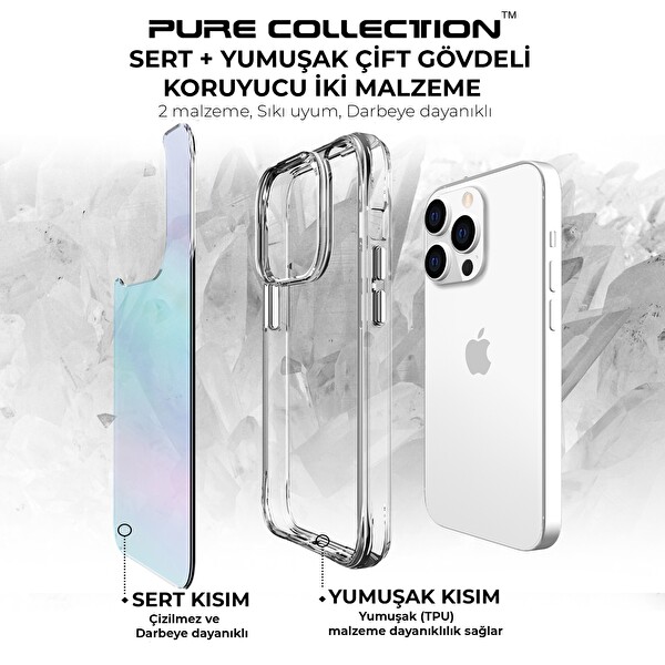 Bix iPhone 14 Pro Pure Rainbow Renk Geçişli Şeffaf Kılıf Çizilmeye Dayanıklı Darbe Emici Parmak İzi Önleyici Mavi