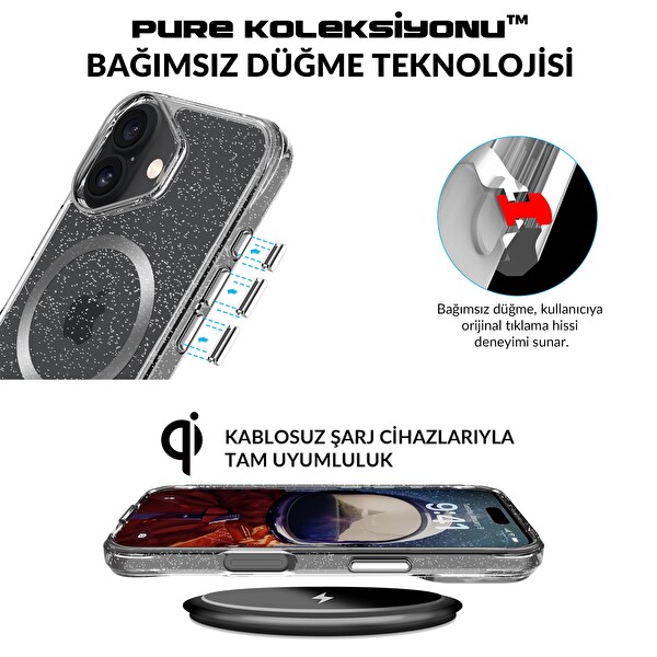 Bix iPhone 16 MagSafe Simli Kılıf Shock Pocket Darbe Emici Teknolojili Çizilmeye Dayanıklı