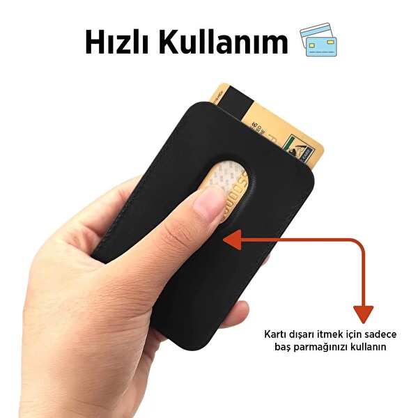 Bix TMW1 iPhone MagSafe Deri Kartlık Manyetik Telefon Cüzdanı Koyu Mavi