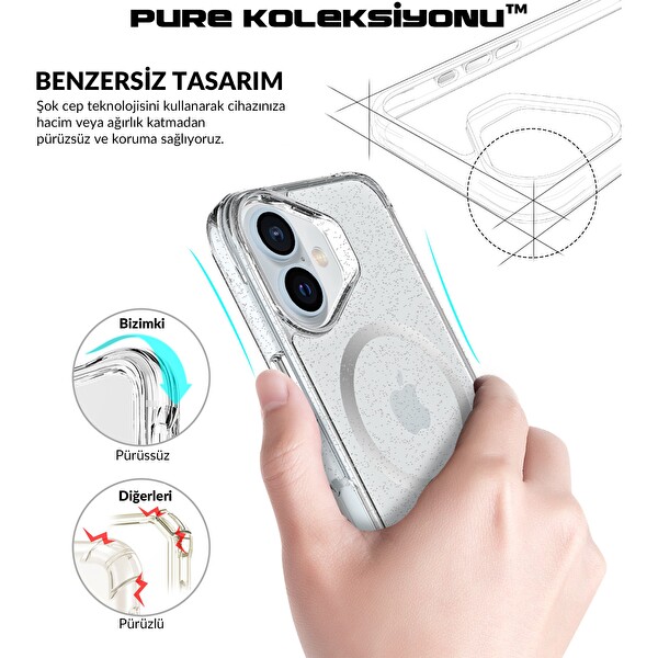Bix iPhone 16 Plus MagSafe Simli Kılıf Shock Pocket Darbe Emici Teknolojili Çizilmeye Dayanıklı