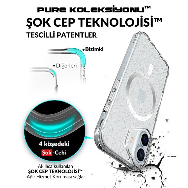 Bix iPhone 16 Plus MagSafe Simli Kılıf Shock Pocket Darbe Emici Teknolojili Çizilmeye Dayanıklı