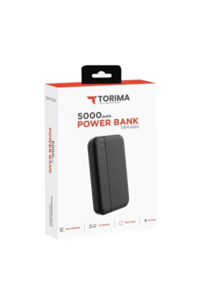 Torima TRM-1005 Siyah 5000 mAh Hızlı Şarj Özellikli Powerbank