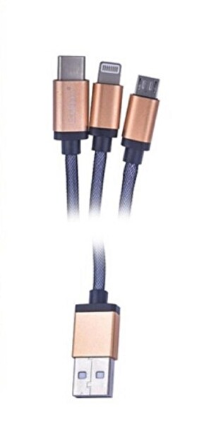 Earldom 2 Adet Micro USB + 1 Adet Lightning Şarj Kablosu 1.2 M Altın