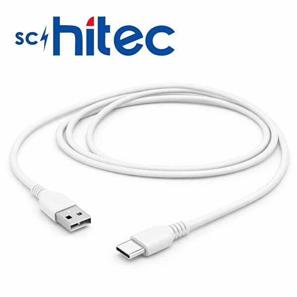 ScHitec 45W USB-A To Type-C Data Ve Hızlı Şarj Kablosu 1 M Beyaz