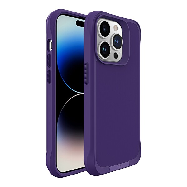 Bix iPhone 15 Pro Vortex Magsafe Stand Özellikli Mikro Fiber İç Yüzey Telefon Kılıfı Koyu Mor
