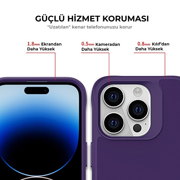 Bix iPhone 15 Pro Vortex Magsafe Stand Özellikli Mikro Fiber İç Yüzey Telefon Kılıfı Koyu Mor