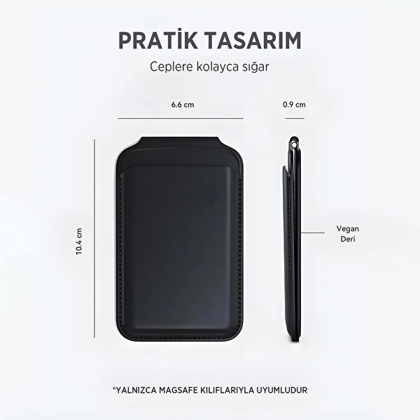 Bix TMW2 iPhone MagSafe Manyetik Deri Kartlık Katlanabilir Standlı Cüzdan Koyu Mor