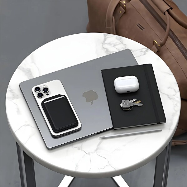 Bix TMW2 iPhone MagSafe Manyetik Deri Kartlık Katlanabilir Standlı Cüzdan Kahverengi