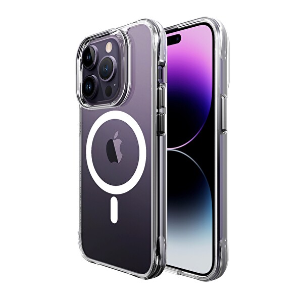 Bix iPhone 14 Pro Max MagSafe Uyumlu Transparan Şeffaf Kılıf Güçlü Manyetik Üstün Darbe Koruması