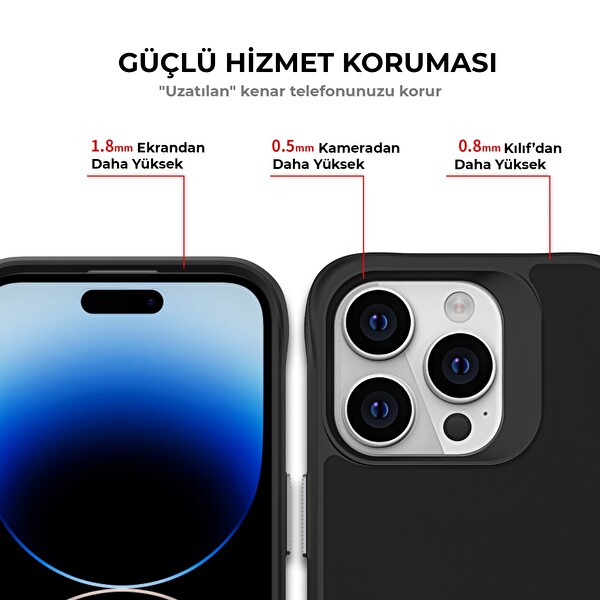 Bix iPhone 15 Pro Max Vortex MagSafe Kılıf Stand Özellikli 3X Korumalı Mikro Fiber İç Yüzey Siyah