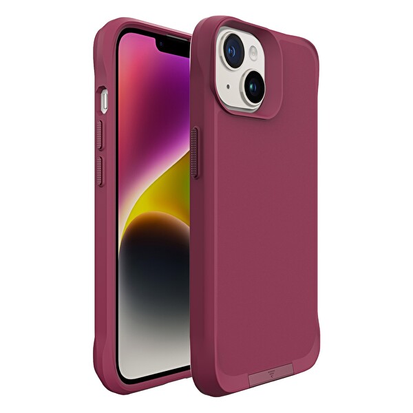 Bix iPhone 14 Plus / 15 Plus Vortex MagSafe Kılıf Stand Özellikli 3X Korumalı Mikro Fiber İç Yüzey Kırmızı