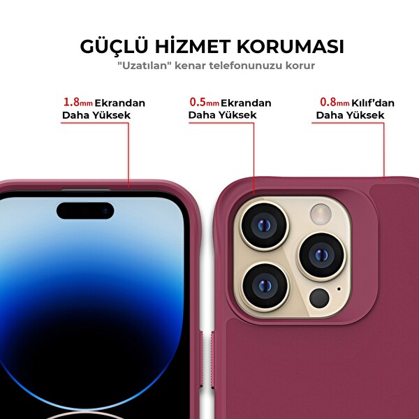 Bix iPhone 15 Pro Max Vortex MagSafe Kılıf Stand Özellikli 3X Korumalı Mikro Fiber İç Yüzey Kırmızı