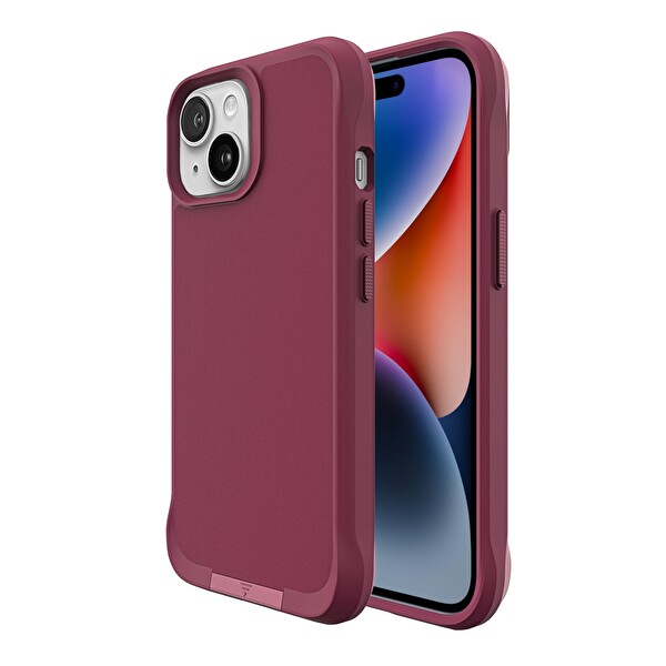 Bix iPhone 15 Vortex MagSafe Kılıf Stand Özellikli 3X Korumalı Mikro Fiber İç Yüzey Kırmızı