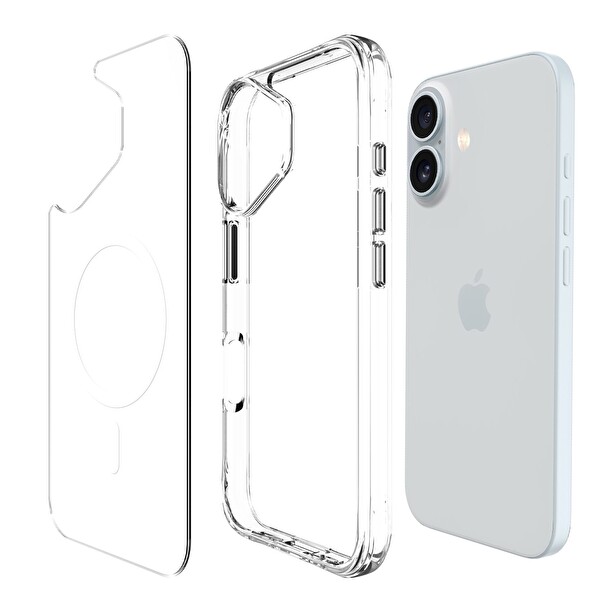 Bix iPhone 16 Plus MagSafe Uyumlu Transparan Şeffaf Kılıf Güçlü Manyetik Üstün Darbe Koruması
