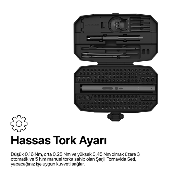 Xenon Smart Akıllı Deri Cüzdan İOS Uyumlu Manyetik Kartlık ve Şarjlı 153 Parça Otomatik Tornavida Hediye Seti