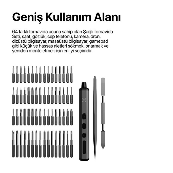 Xenon Smart Akıllı Deri Cüzdan İOS Uyumlu Manyetik Kartlık ve Şarjlı 68 Parça Otomatik Tornavida Hediye Seti