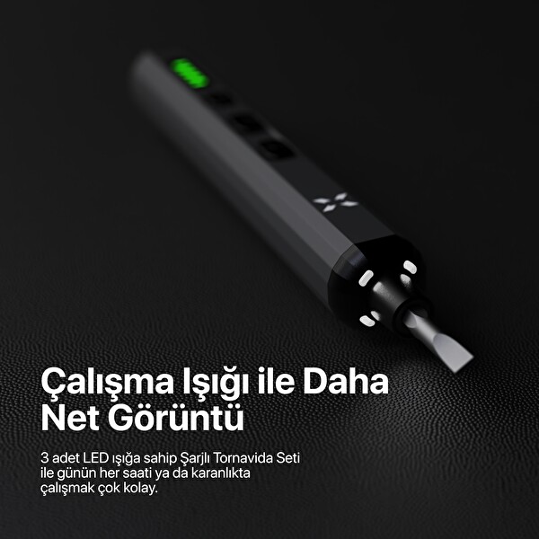 Xenon Smart Akıllı Deri Cüzdan İOS Uyumlu Manyetik Kartlık ve Şarjlı 68 Parça Otomatik Tornavida Hediye Seti