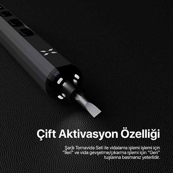 Xenon Smart Akıllı Deri Cüzdan İOS Uyumlu Manyetik Kartlık ve Şarjlı 68 Parça Otomatik Tornavida Hediye Seti