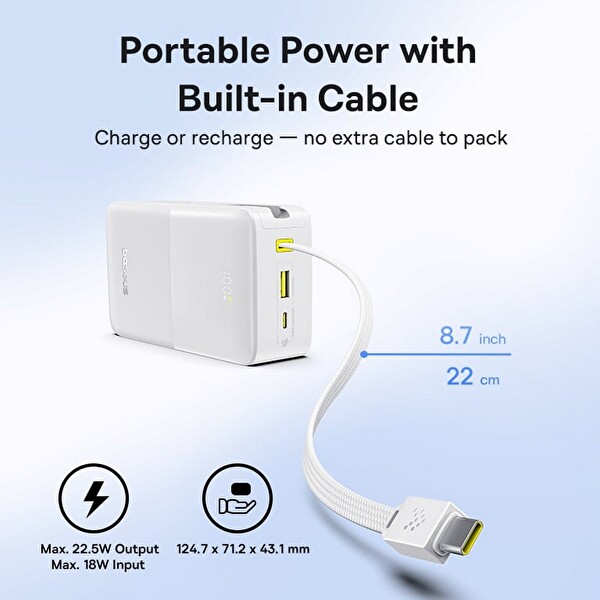 Baseus Enerfill FC51 Bipow 2 Pro Powerbank 30.000 mAh 22.5W - Beyaz
