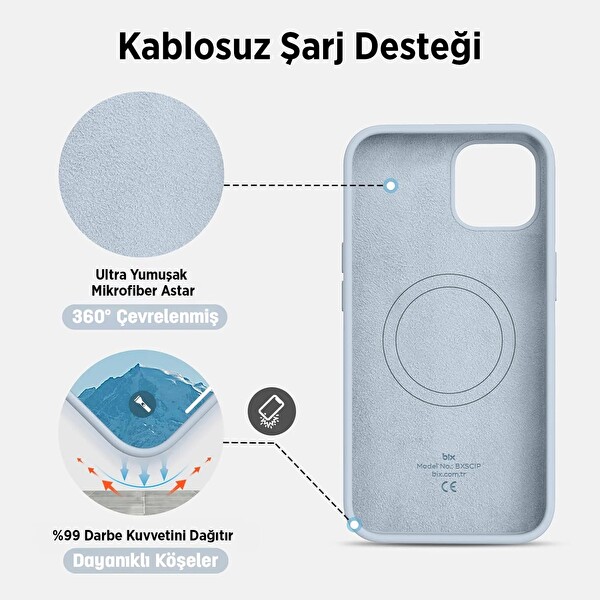 Bix iPhone 16 Pro Max Uyumlu Silikon Magsafe Güçlü Darbe Emici Telefon Kılıfı - Biber Yeşili